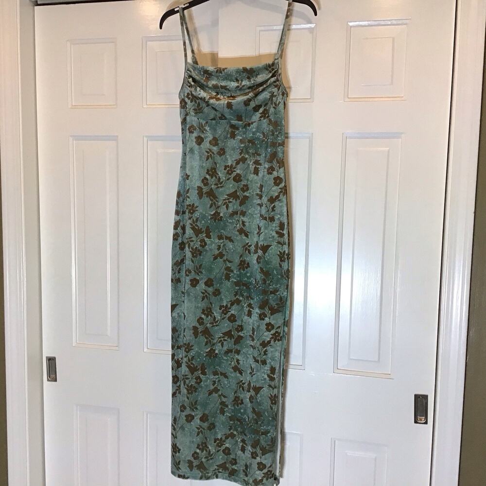 Velvet Slip Dress Sz S Floral Forrest Fairy Babydoll Feminine Coquette Event Y2K